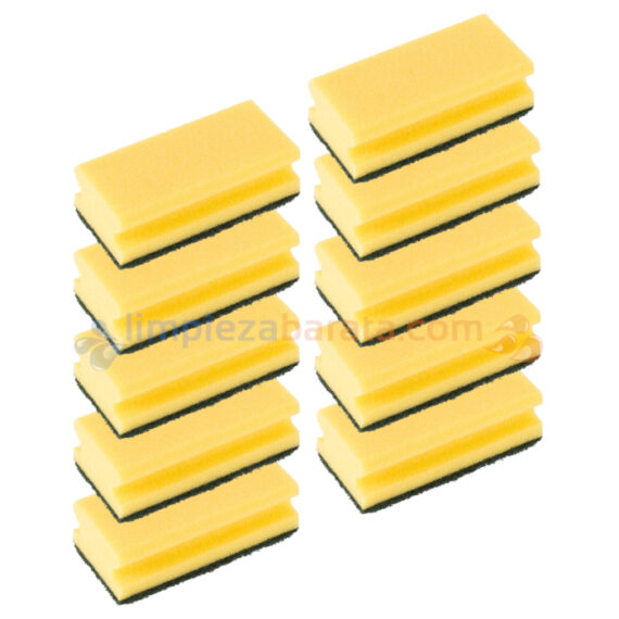Estropajo fibra verde con esponja Salvauñas (Pack 10 Unidades)